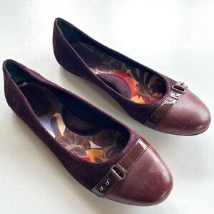 Born Womens Masia Chianti Ballet Flats Size 9 Maroon Suede‎ Cap Toe D3144…